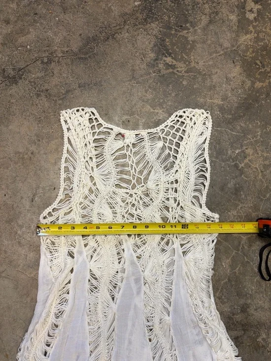 Vintage White Crochet Lace Fairycore Tunic Cover Up Boho Festival S/M - Picture 5 of 6